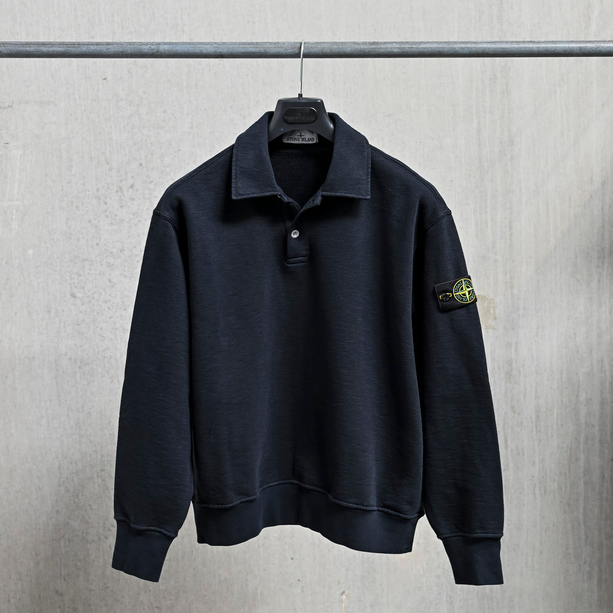 Stone Island Tubular Longsleeve Polo Shirt Oversized-fit Blue Navy
