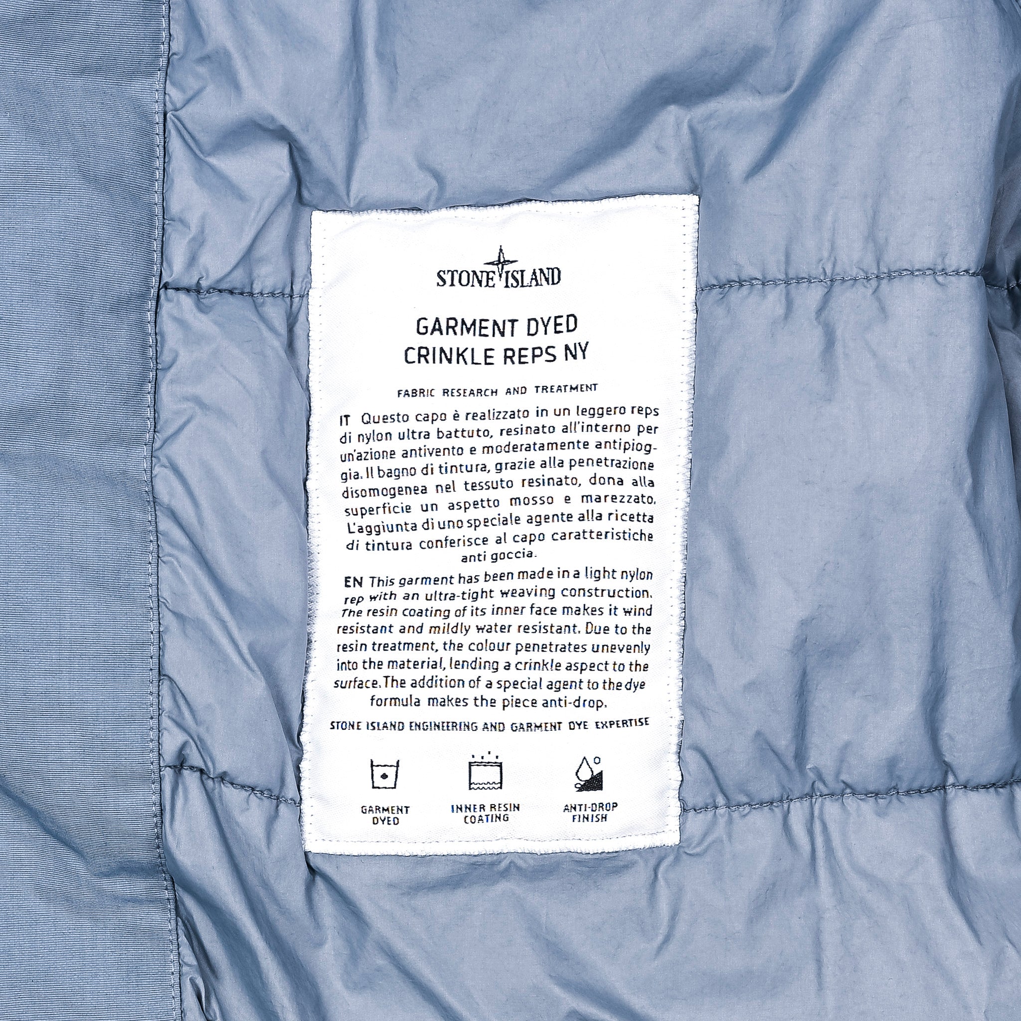 Stone Island Crinkle Reps NY Hooded Jacket Avio Blue