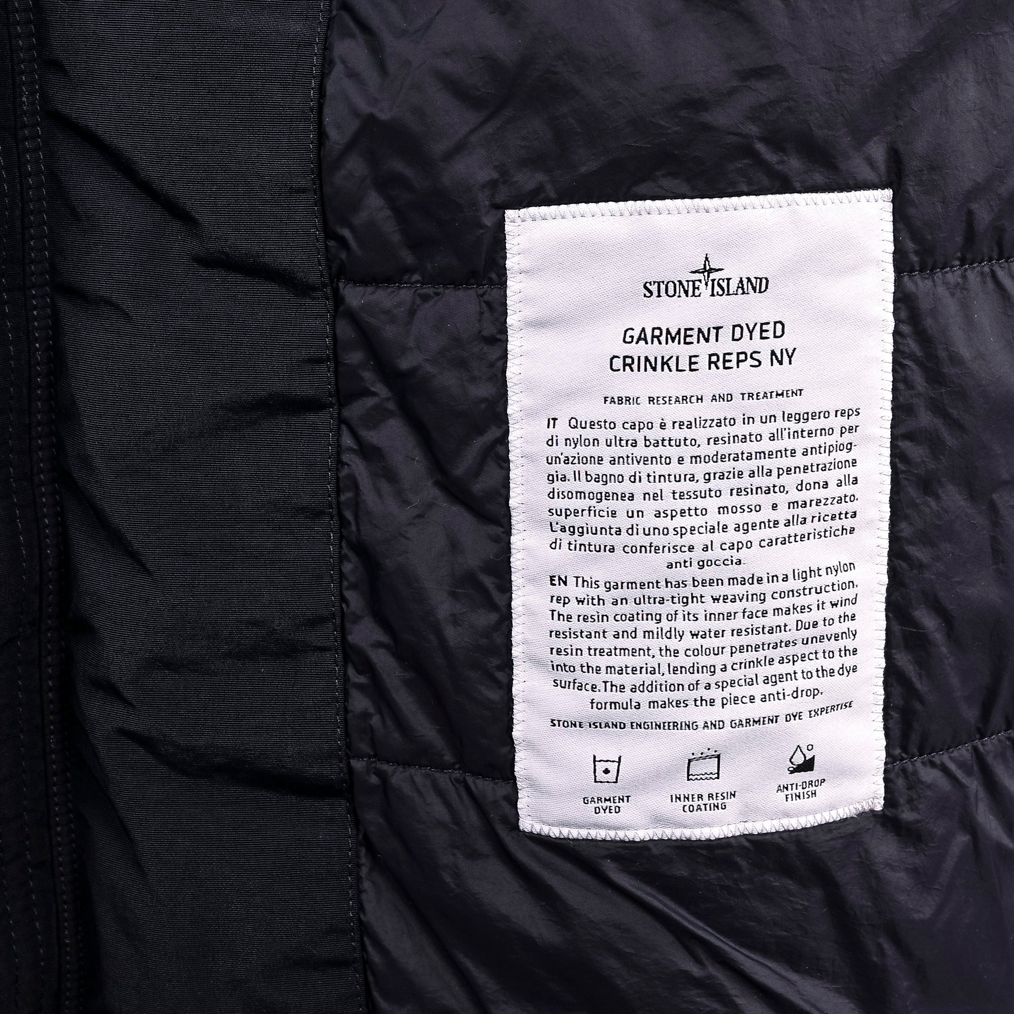 Stone Island Crinkle Reps NY Hooded Jacket Navy Blue