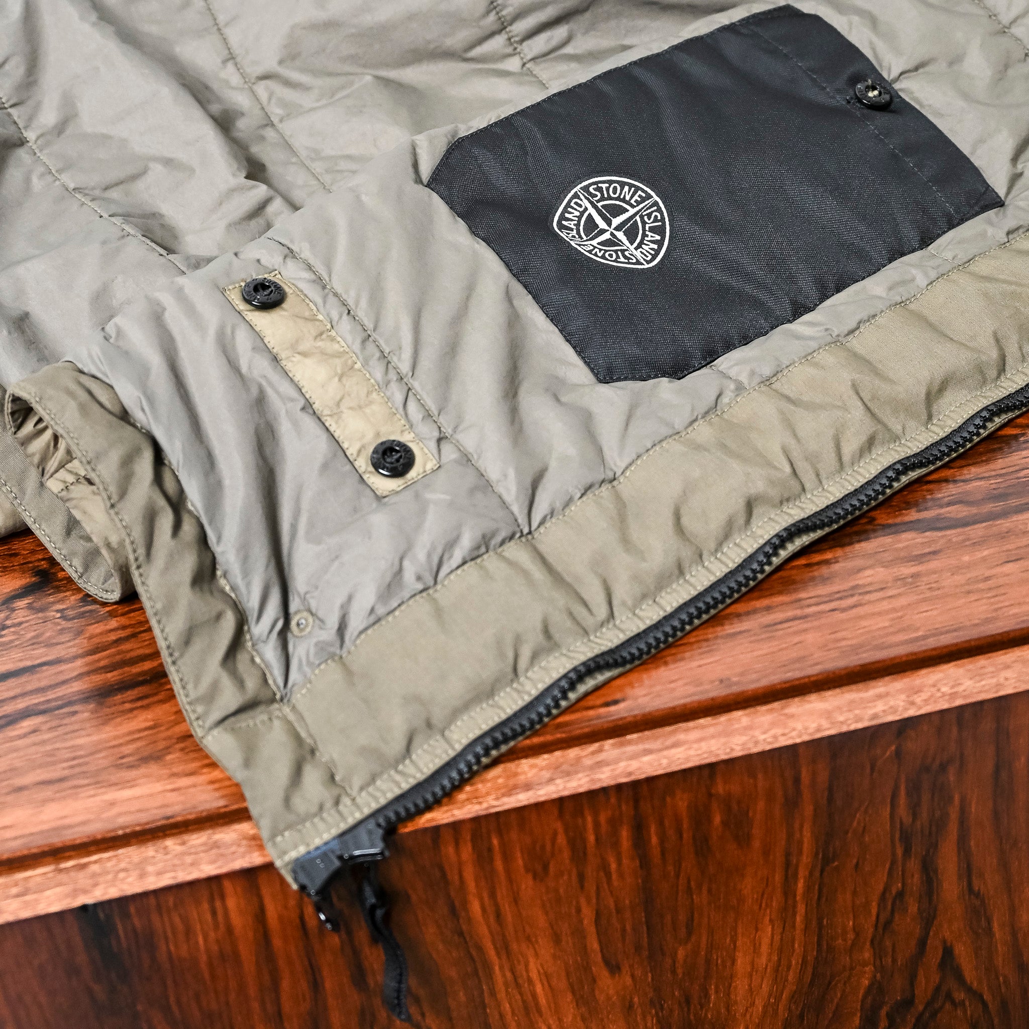 Stone Island Crinkle Reps NY Padded Vest Military Green