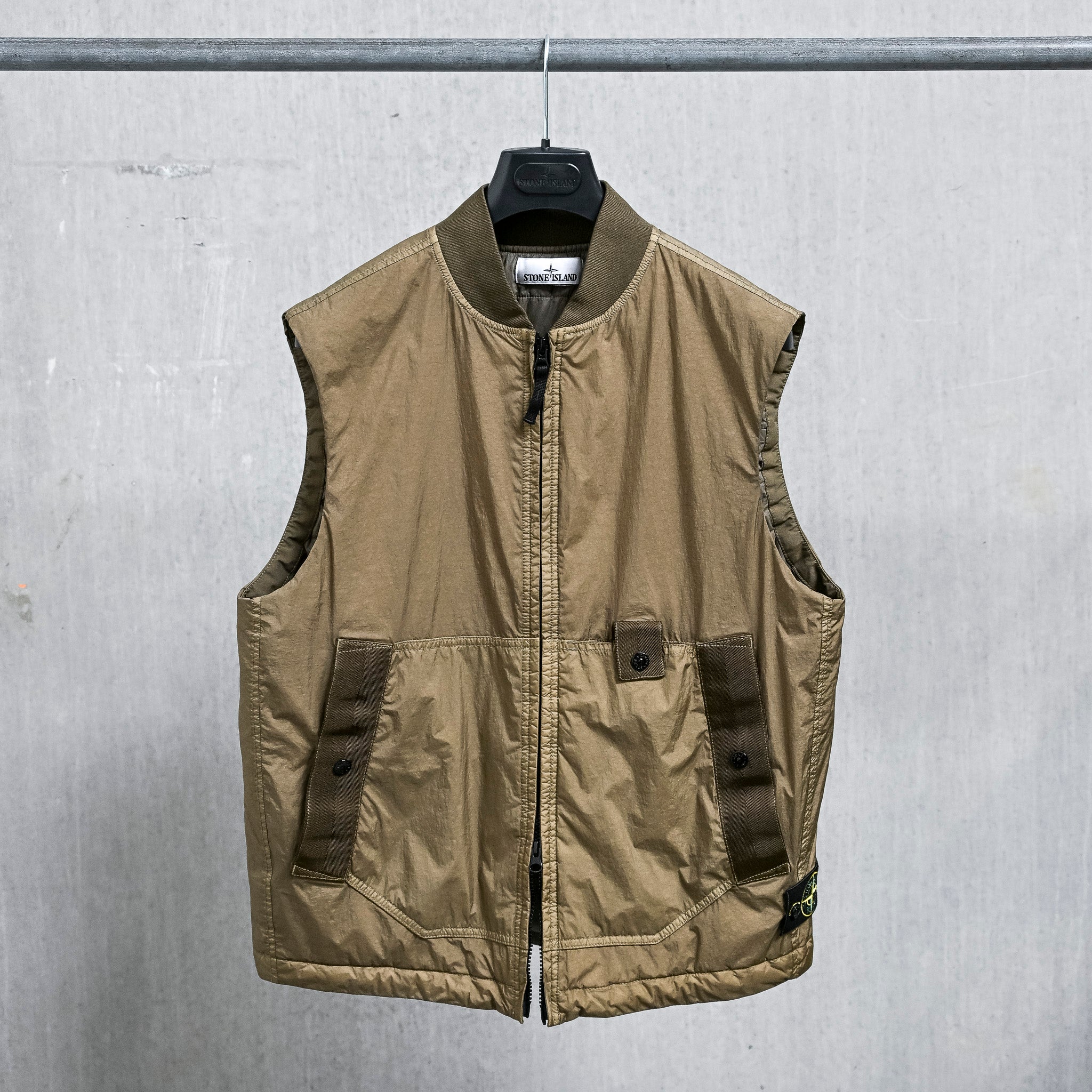 Stone Island Crinkle Reps NY Padded Vest Military Green – Frans