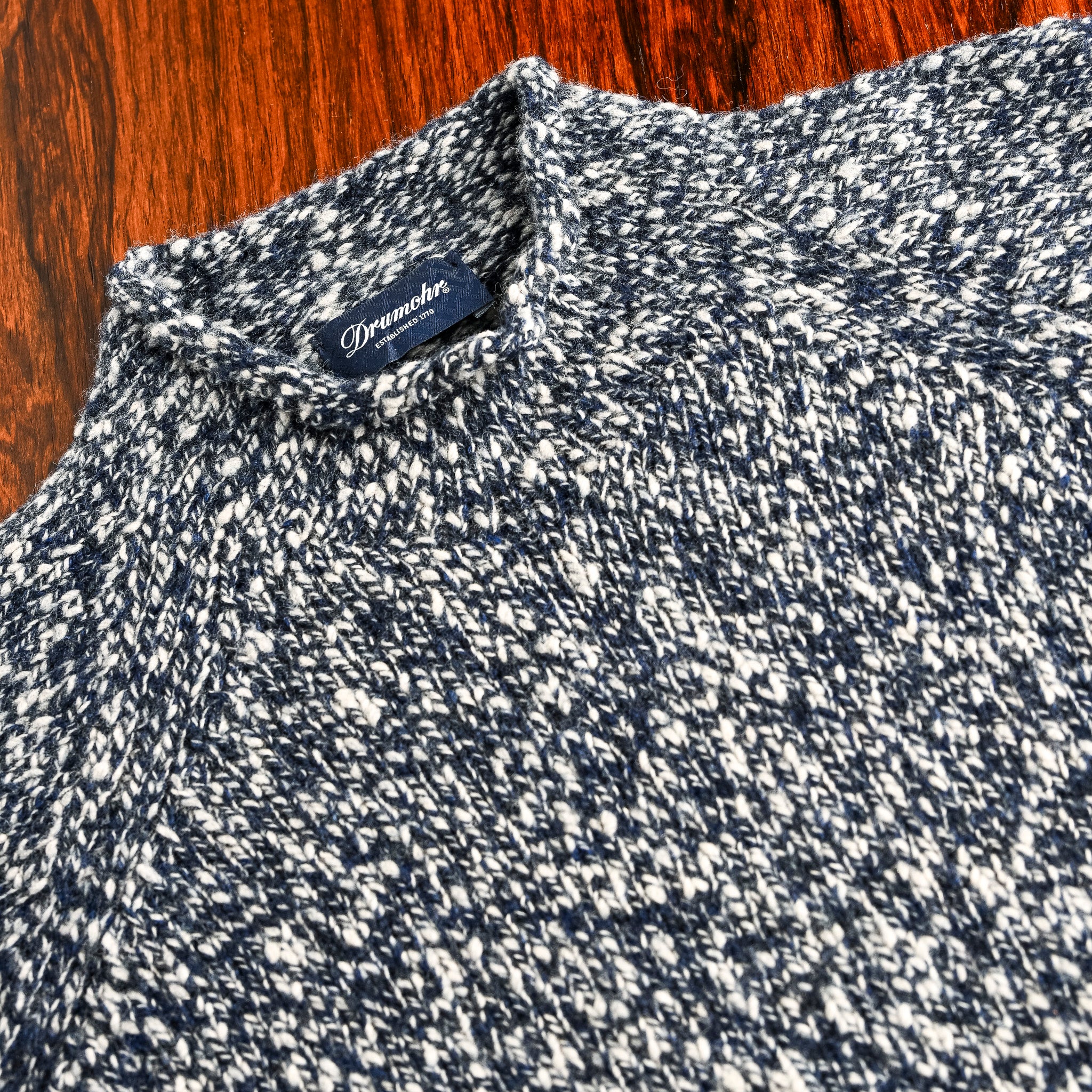 Drumohr Lana Collo Giralto Malfile Ritorto Navy