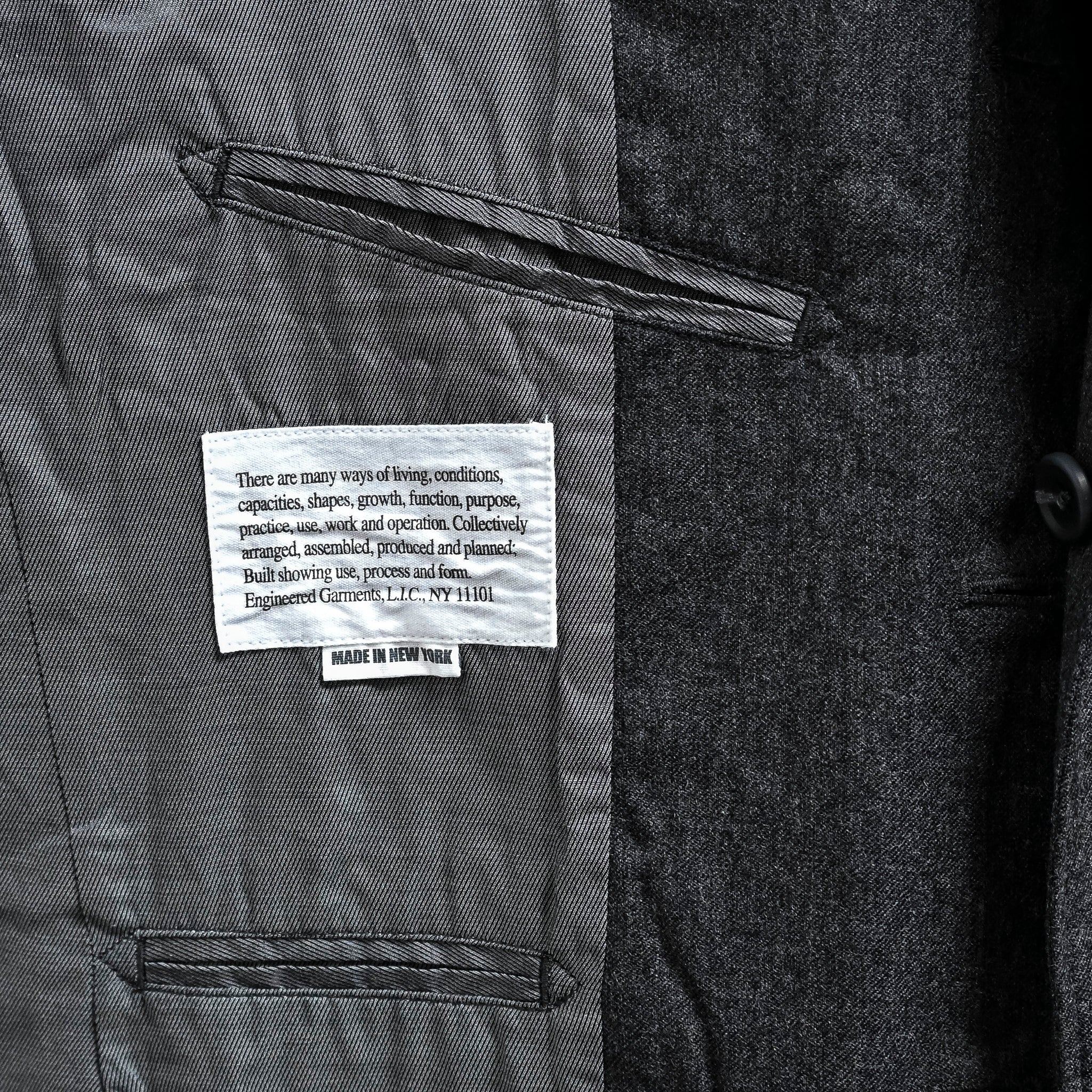 Engineered Garments Andover Jacket High Count Worsted Wool Dk. Grey