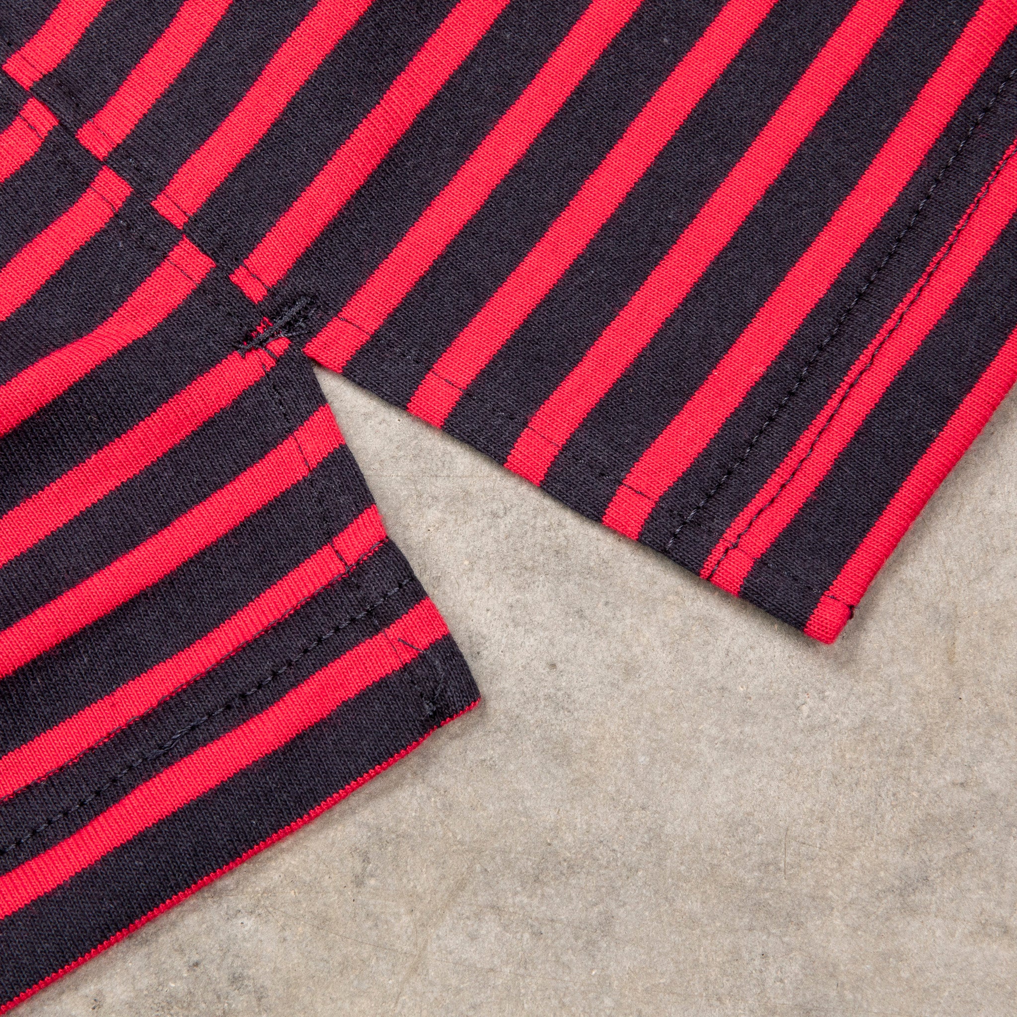 Engineered Garments Polo Red Navy PC Stripe Jersey