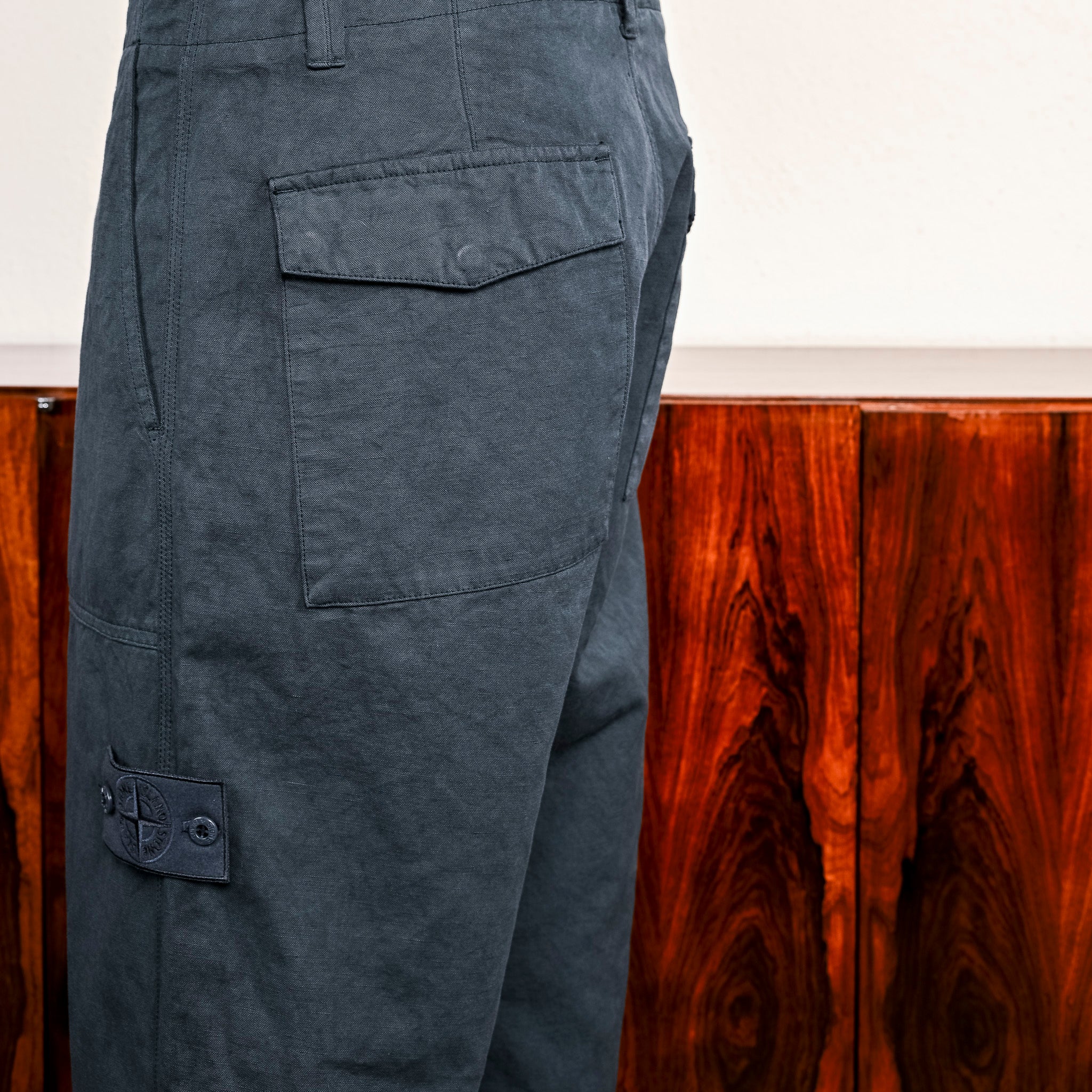 Stone Island Ghost Cotton linen Canvas Fatigue Trousers Slate Blue