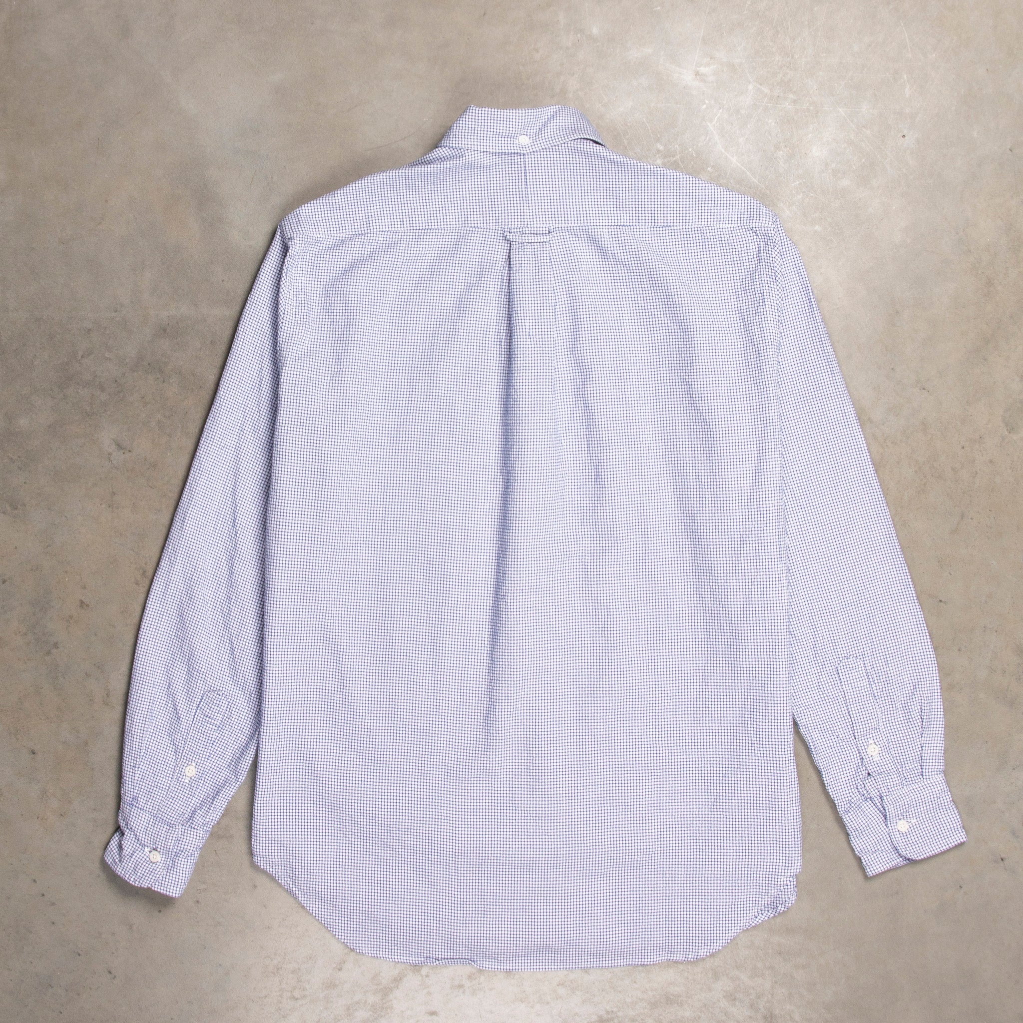 Gitman Vintage x Frans Boone 40/1 Irregular Yarn Oxford Check - Navy