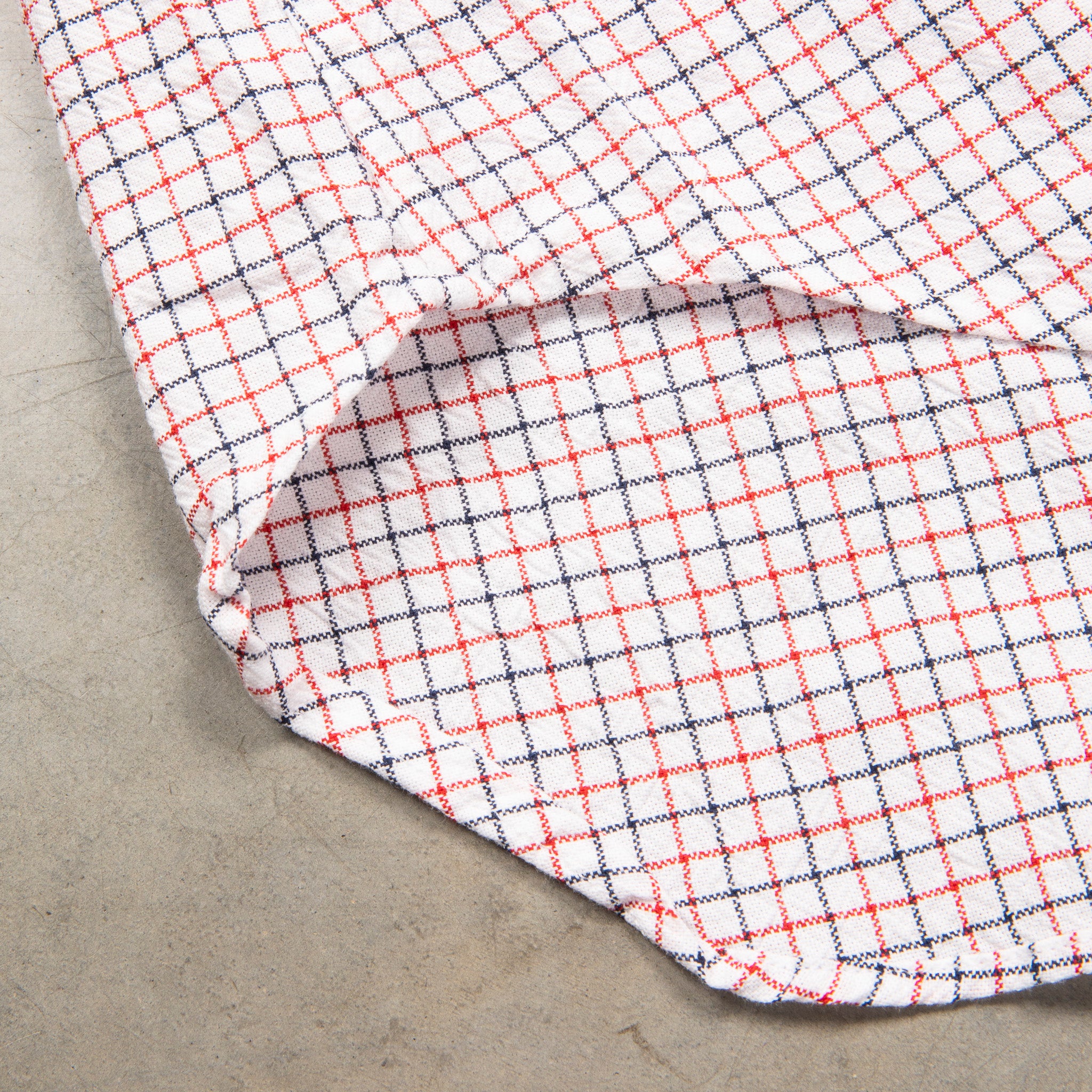 Gitman Vintage x Frans Boone 40/1 Irregular Yarn Oxford Tattersal - Navy &amp; Red