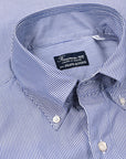 Finamore Gaeta Shirt Lucio Collar Navy Stripe Poplin