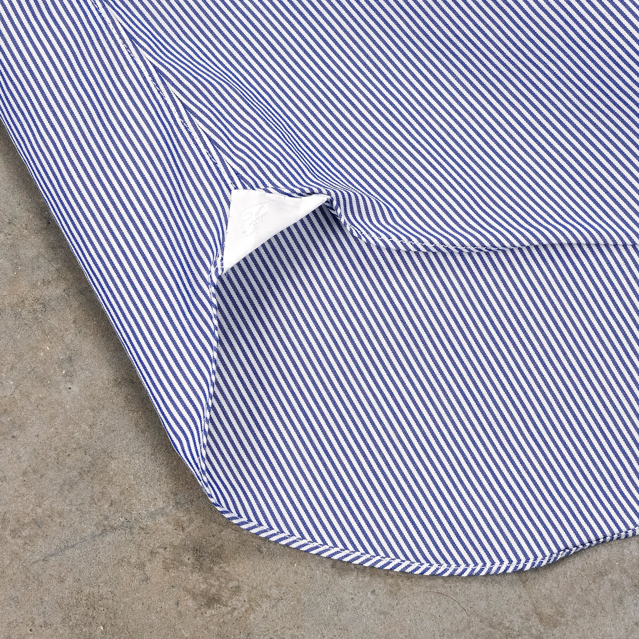 Finamore Gaeta Shirt Lucio Collar Navy Stripe Poplin