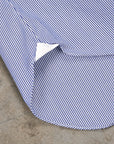 Finamore Gaeta Shirt Lucio Collar Navy Stripe Poplin
