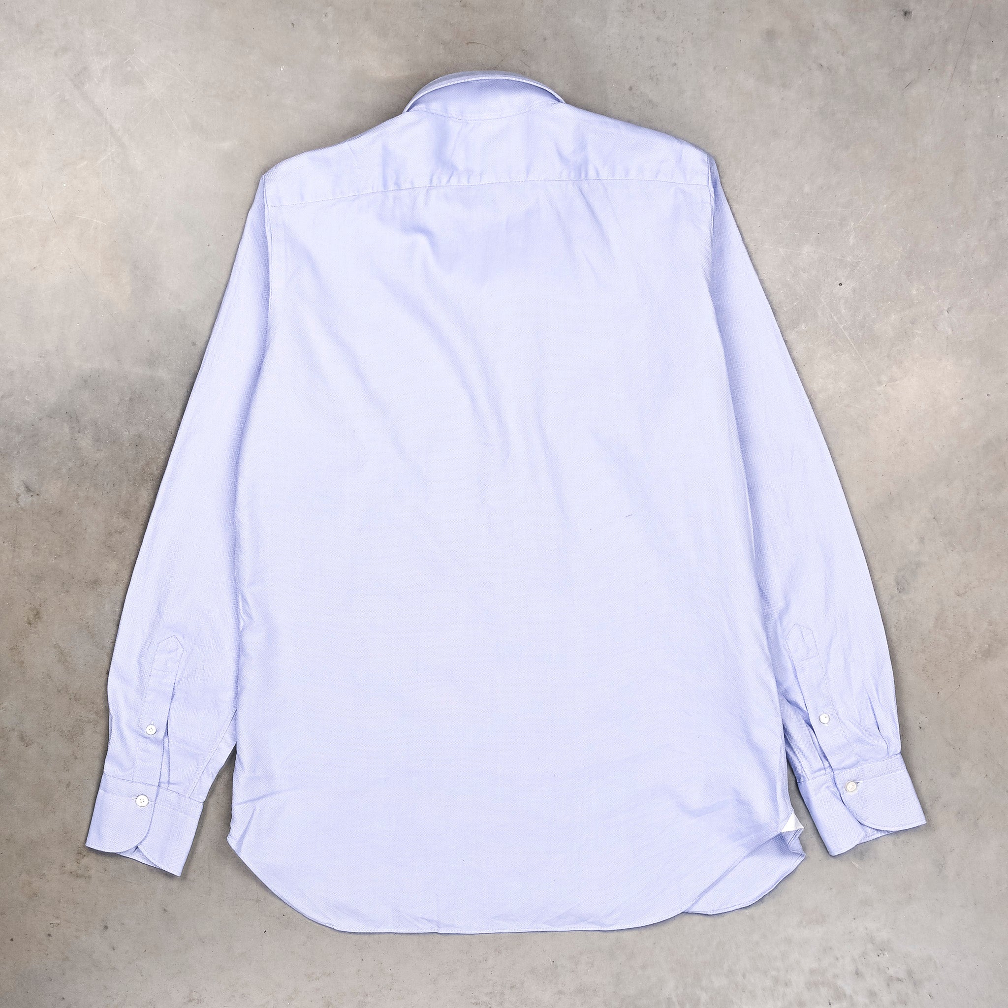 Finamore Gaeta Shirt Lucio Collar Washed Oxford Midblue
