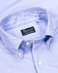 Finamore Gaeta Shirt Lucio Collar Washed Oxford Midblue
