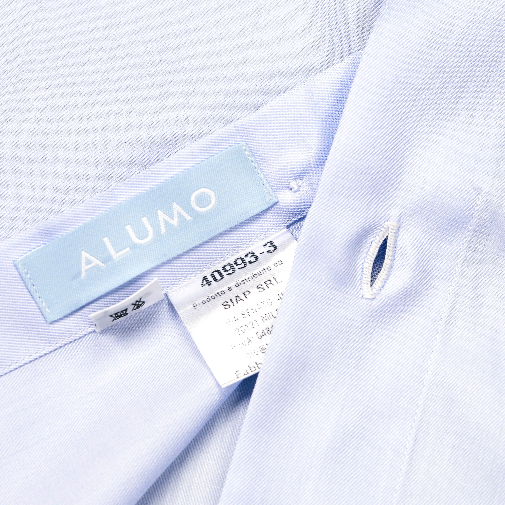 Finamore 'Traveller' Shirt Milano Fit Collar Eduardo Blue Alumo twill
