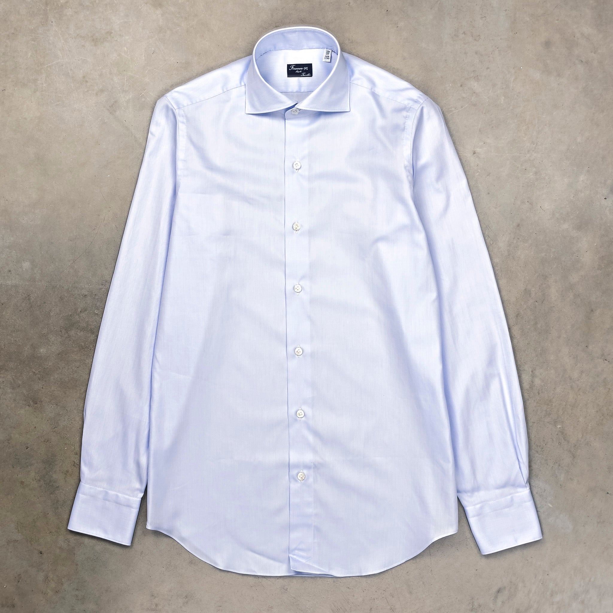 Finamore 'Traveller' Shirt Milano Fit Collar Eduardo Blue Alumo twill