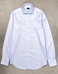Finamore 'Traveller' Shirt Milano Fit Collar Eduardo Blue Alumo twill