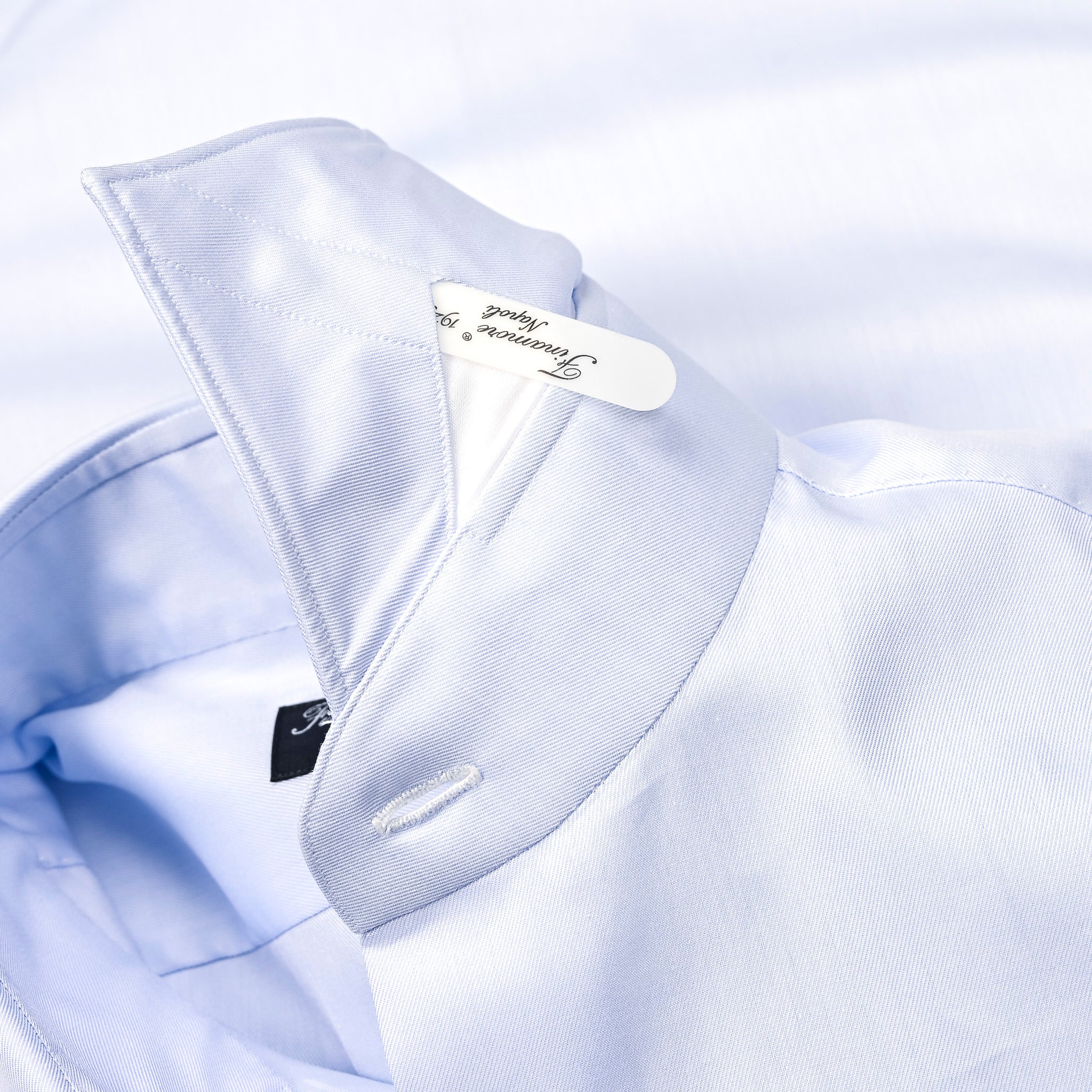 Finamore 'Traveller' Shirt Milano Fit Collar Eduardo Blue Alumo twill