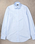 Finamore 'Traveller' Shirt Milano Fit Collar Eduardo Alumo Blue Poplin