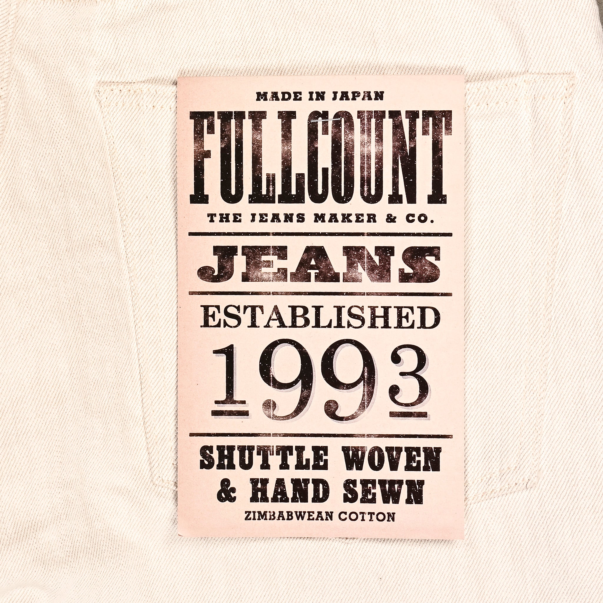Fullcount 1101KT Straight Twill 14 Oz Ecru