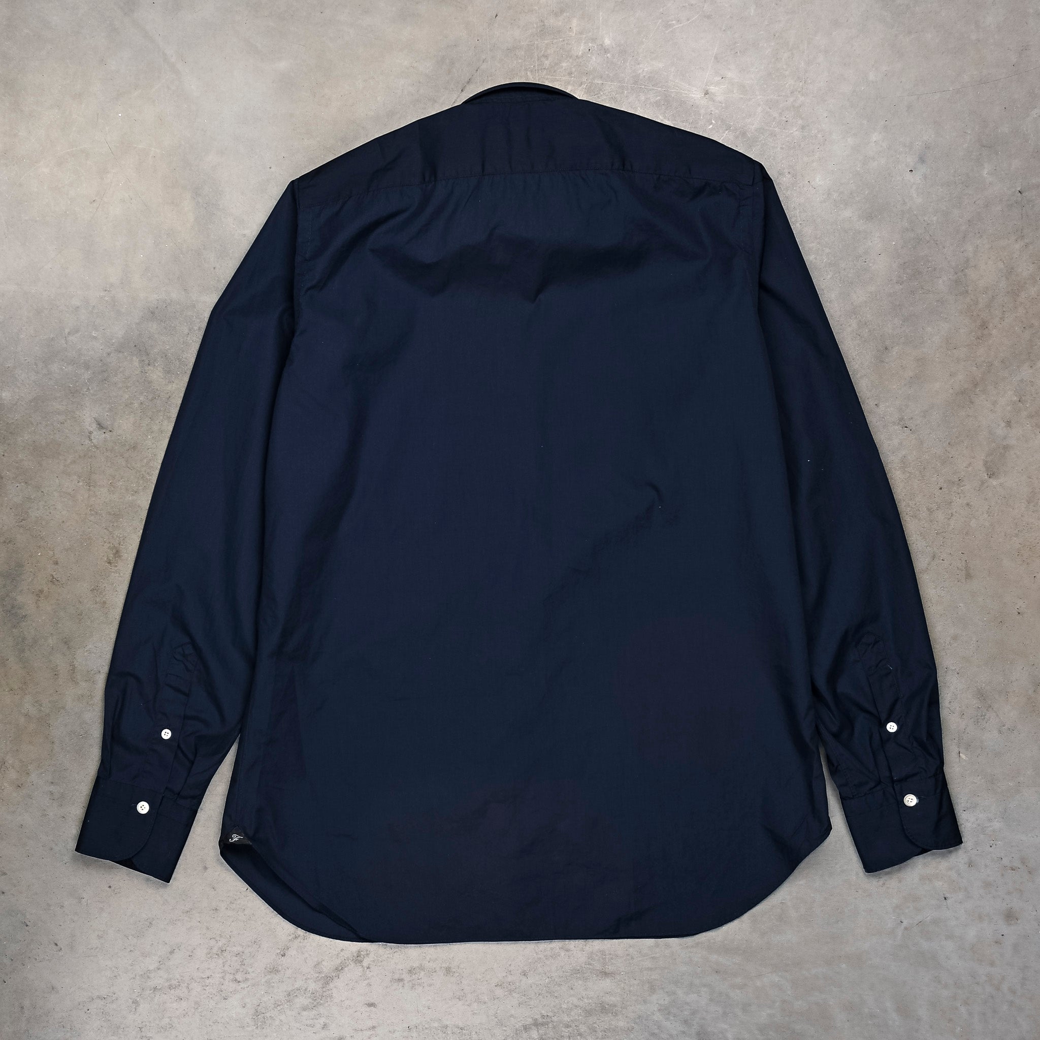 Finamore Gaeta Shirt Lucio Collar Alumo Poplin Navy