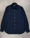 Finamore Gaeta Shirt Lucio Collar Alumo Poplin Navy