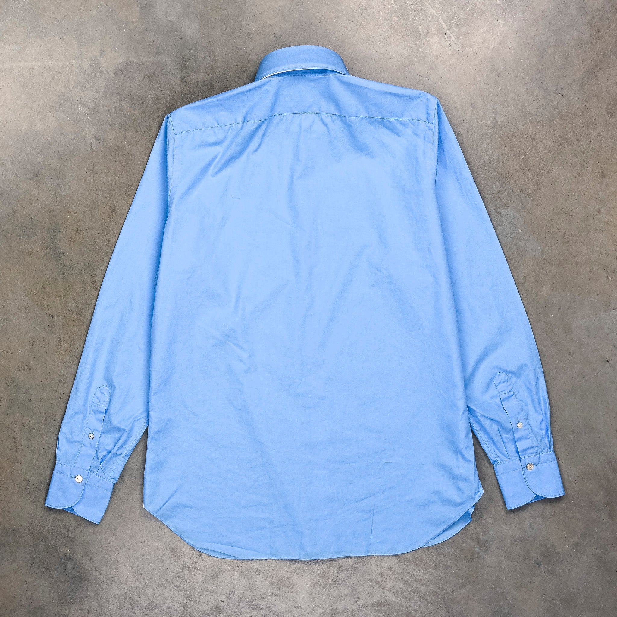 Finamore Gaeta Shirt Sergio Collar Alumo Poplin Avio Blue