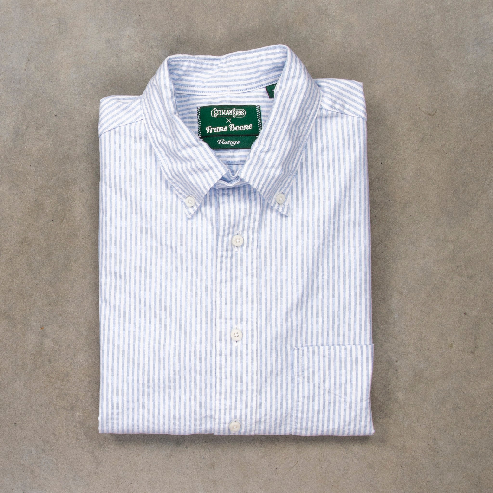 Gitman Vintage x Frans Boone Japanese Striped Oxford Light Blue