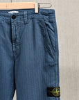 Stone Island Cotton Herringbone Trousers Slate Blue