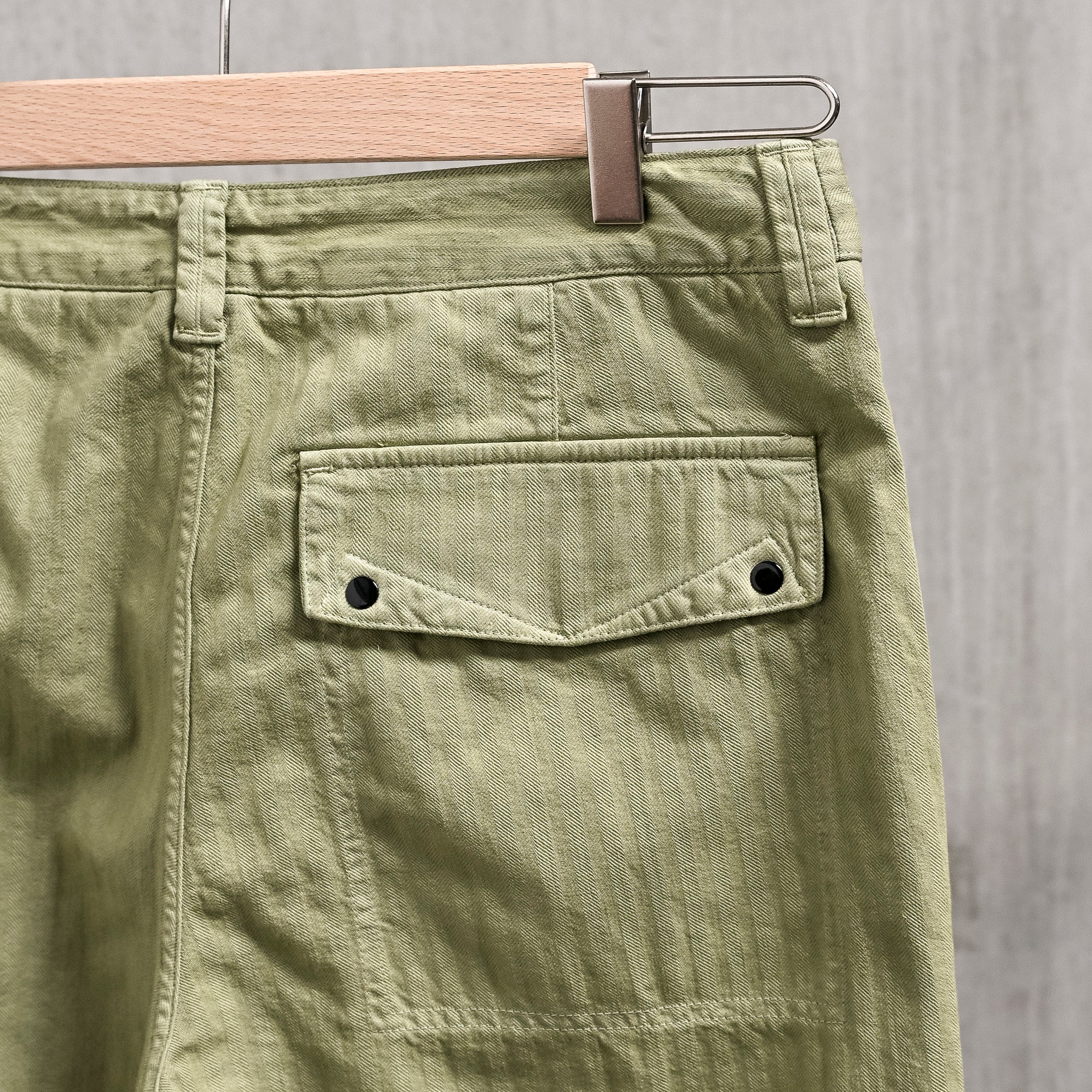 Stone Island Cotton Herringbone Trousers Laurel Green