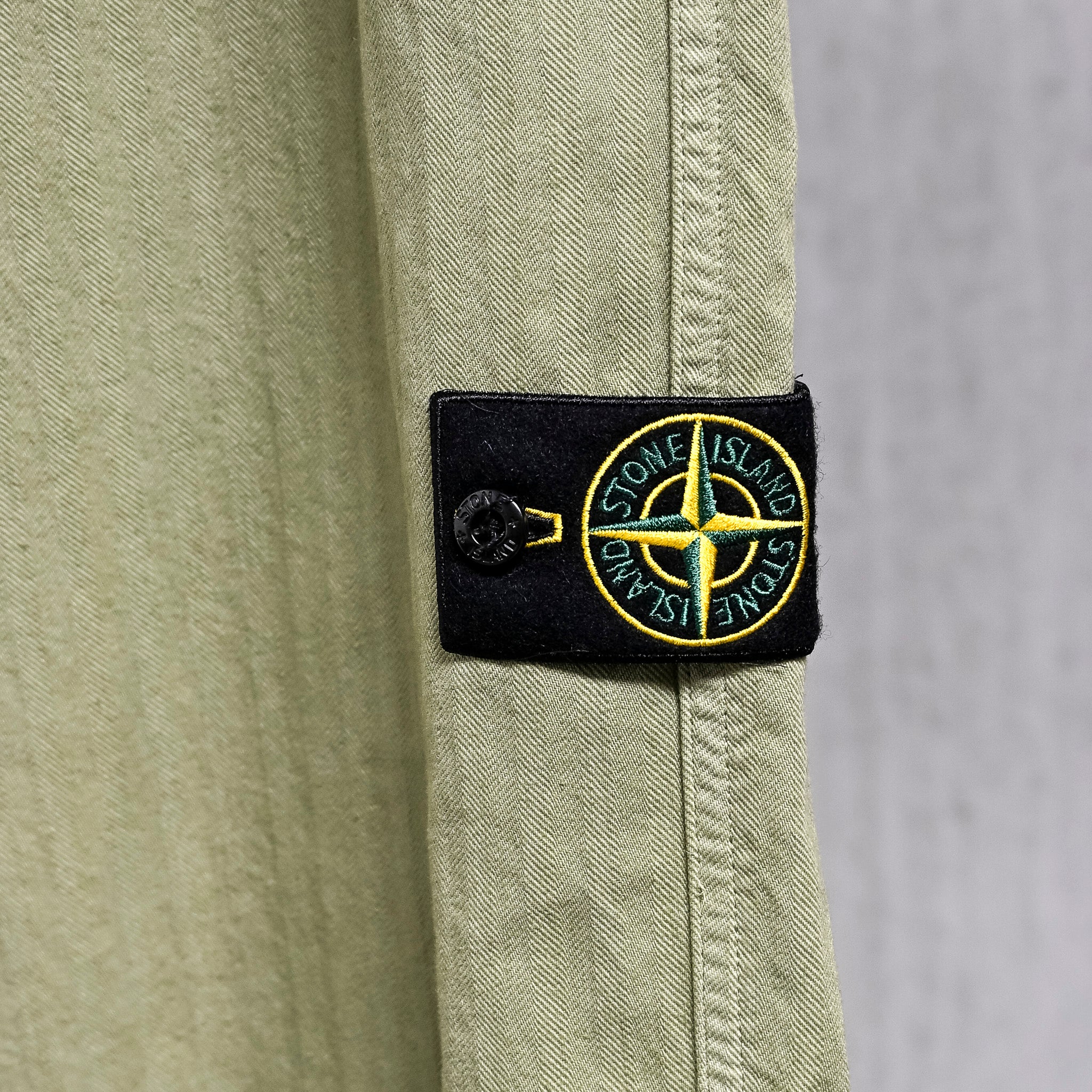 Stone Island Cotton Herringbone Trousers Laurel Green