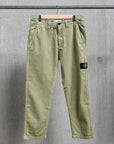 Stone Island Cotton Herringbone Trousers Laurel Green