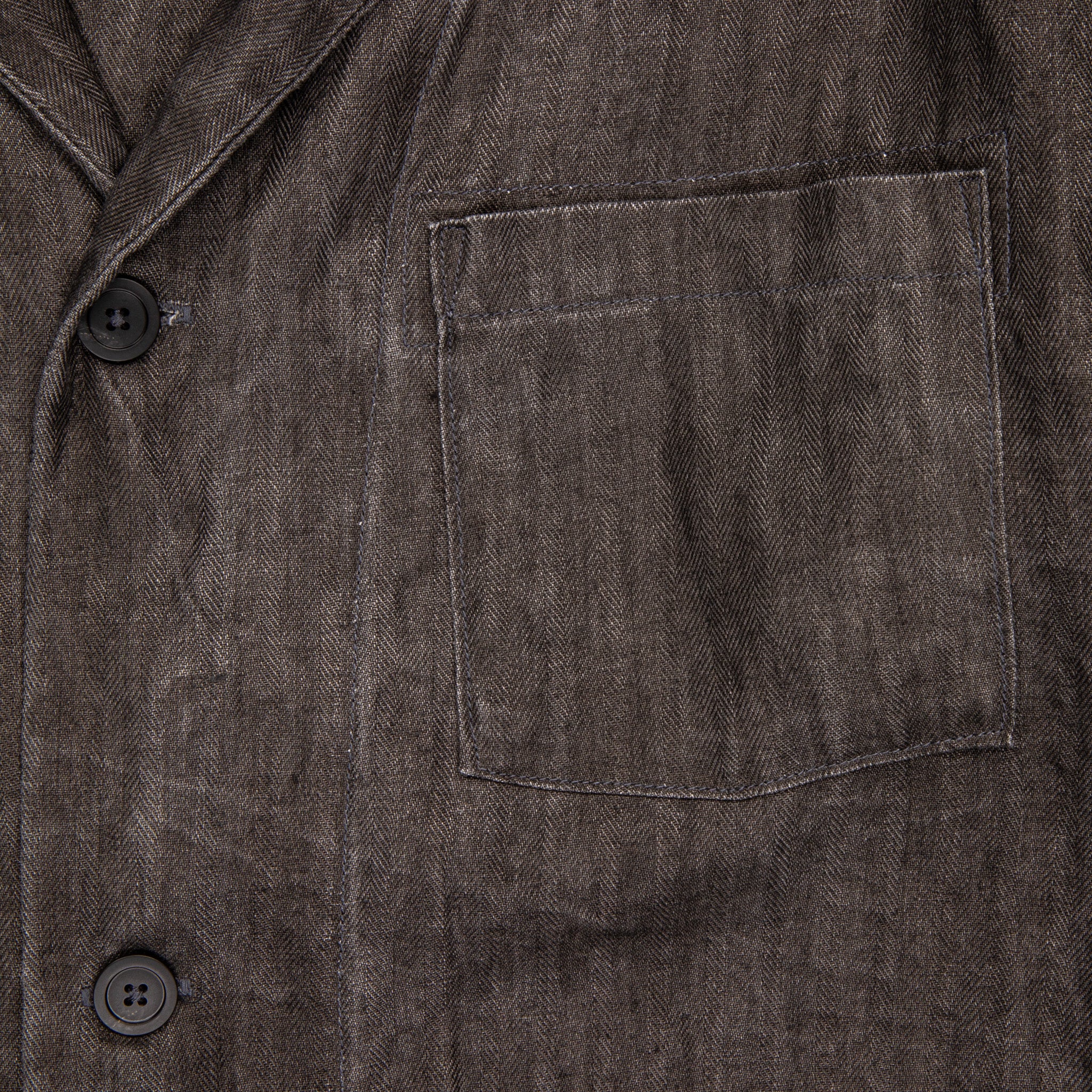 Orslow Simple Work Jacket Sumi Dyed Linen Charcoal