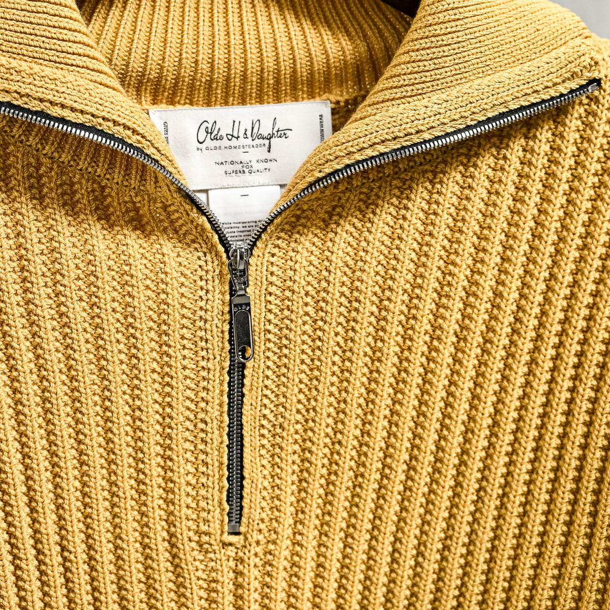 Olde H &amp; Daughter Twist Wool Half Zip Straw