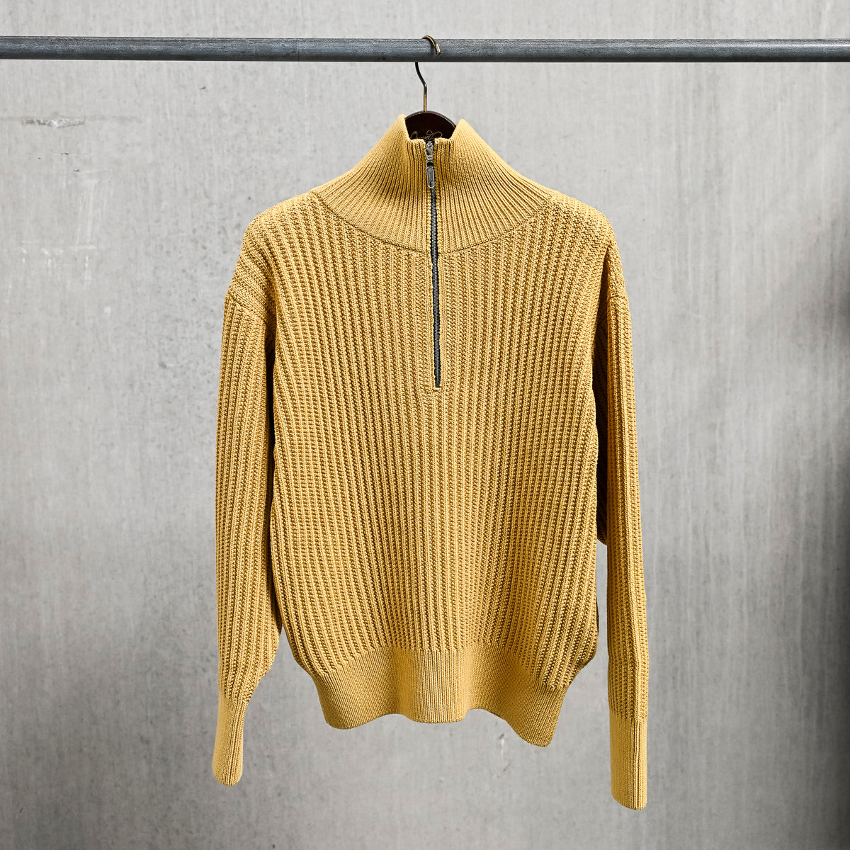 Olde H &amp; Daughter Twist Wool Half Zip Straw