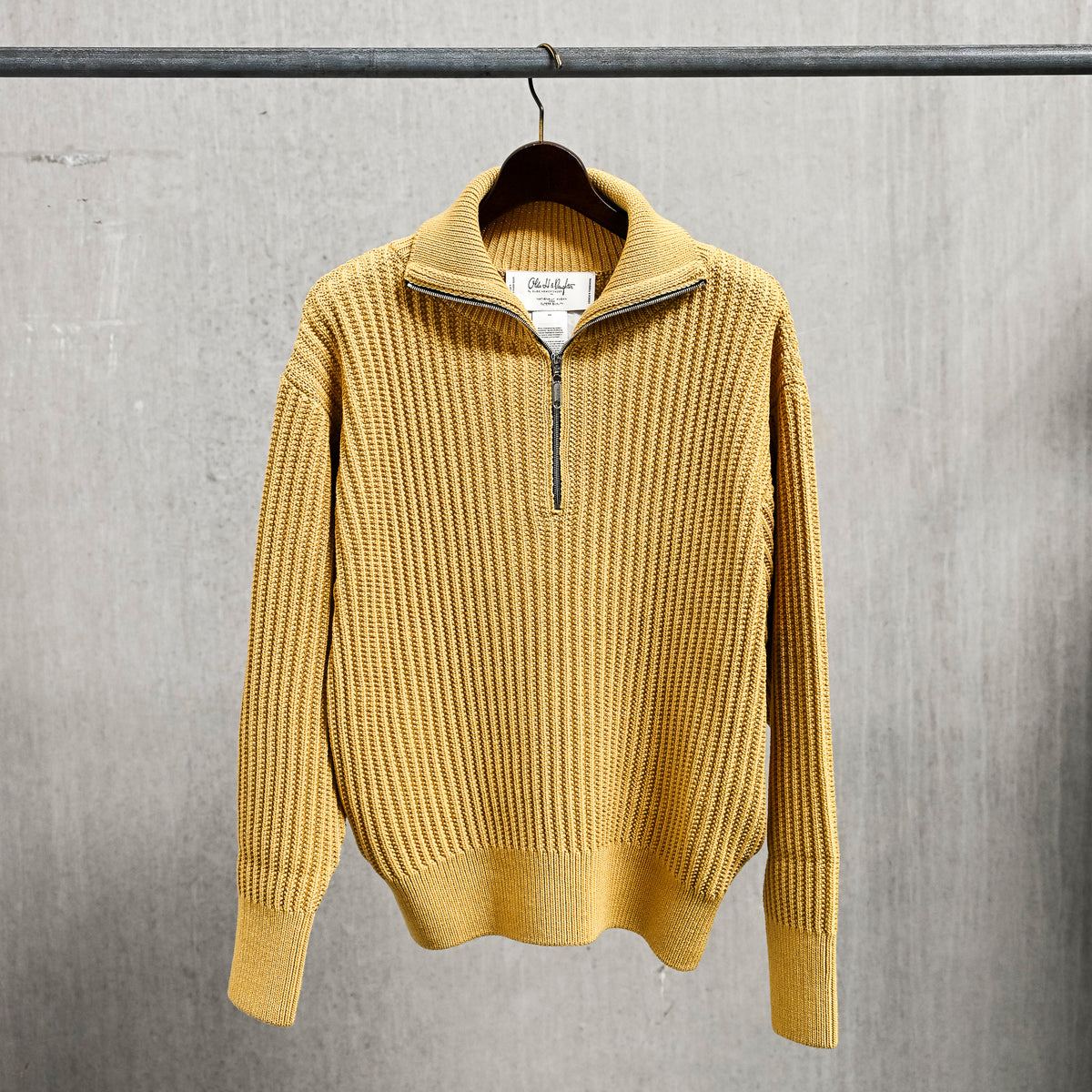 Olde H &amp; Daughter Twist Wool Half Zip Straw