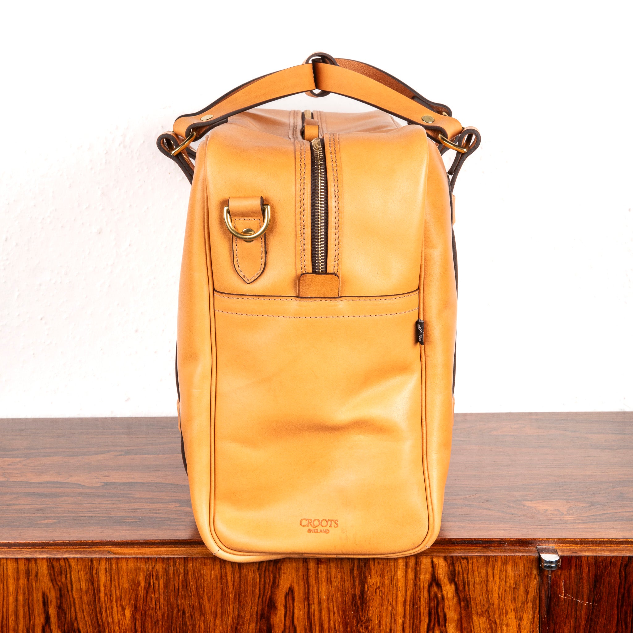 Croots Vegetable Tanned Leather Holdall Medium Natural