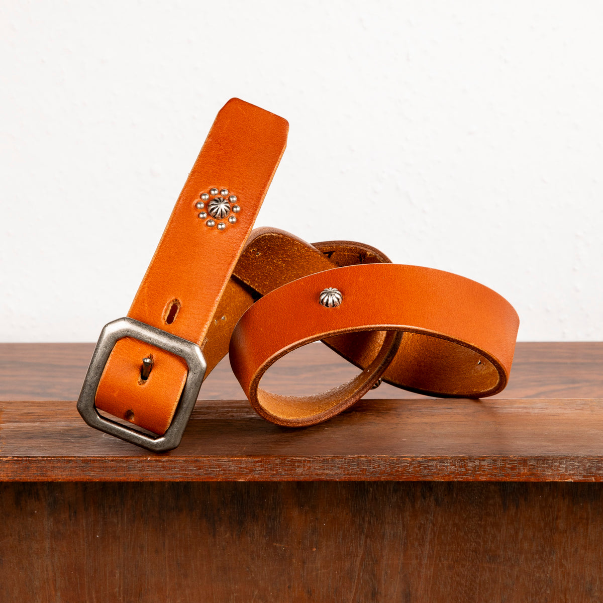 Fullcount Umbrella Studs Belt by Zip Stevenson HTC Brown 34