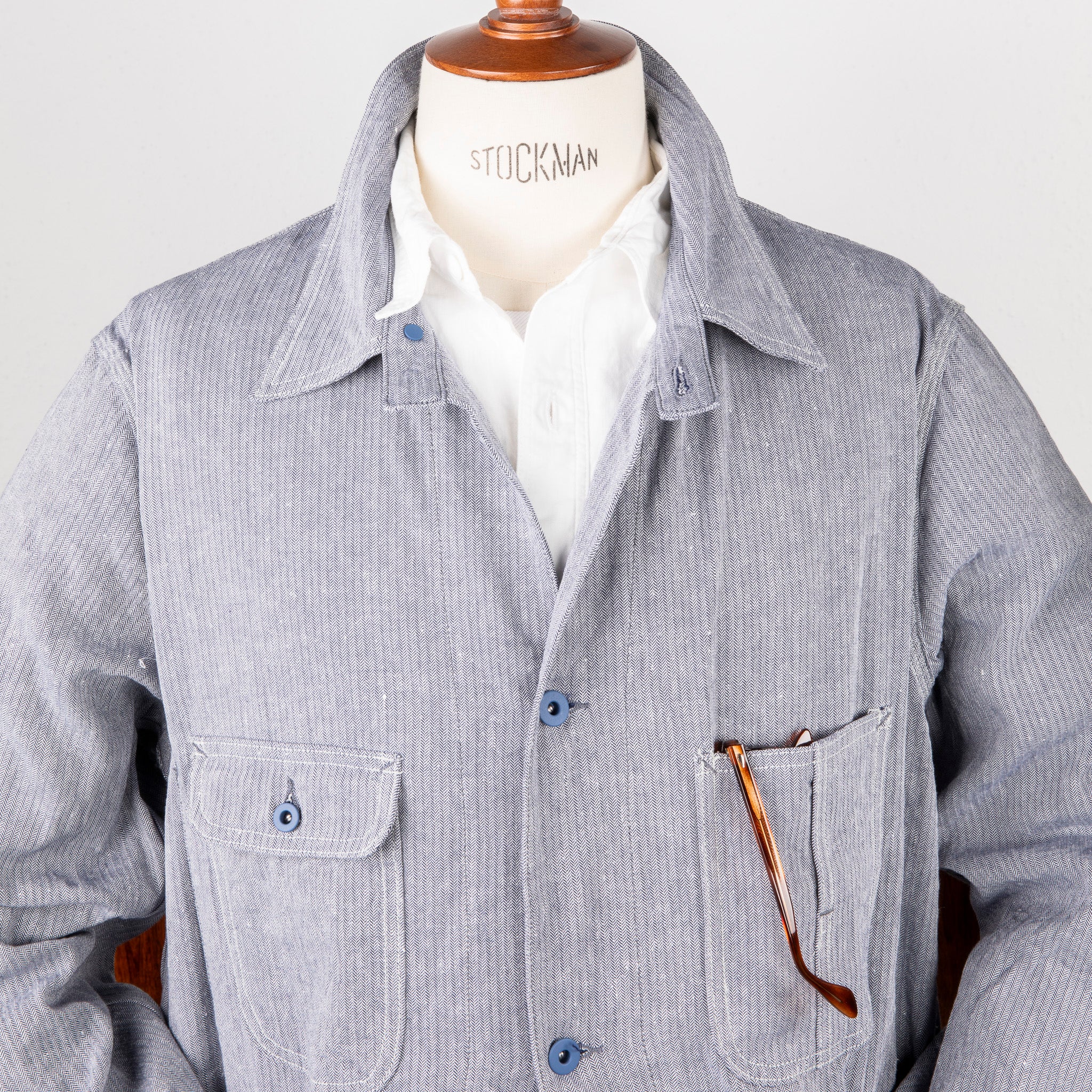 Cohérence Jackson Jacket Linen Cotton Chevron Blue – Frans Boone Store