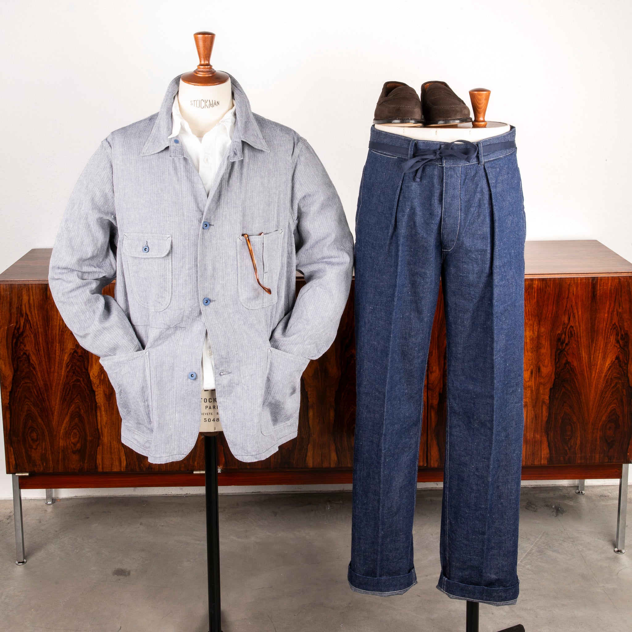 Cohérence Jackson Jacket Linen Cotton Chevron Blue – Frans Boone Store