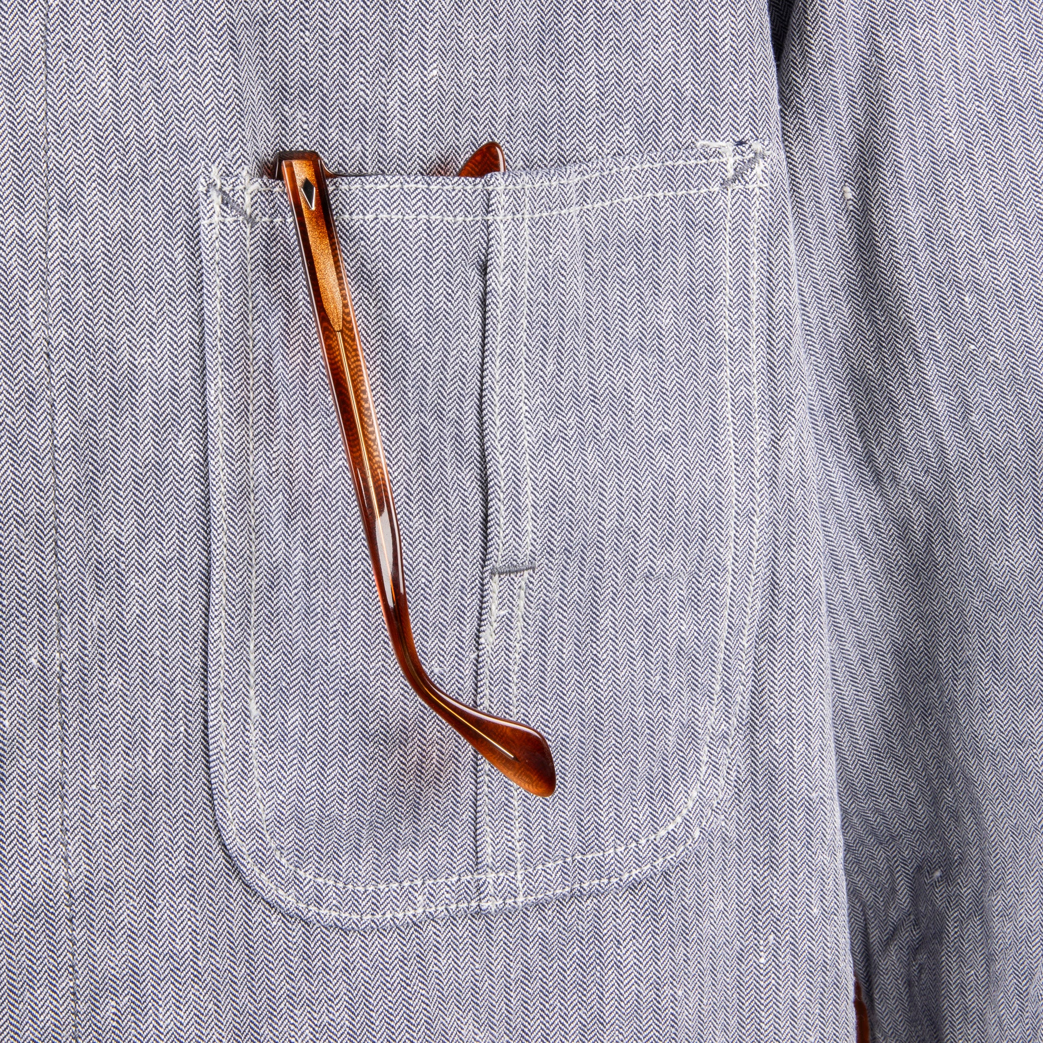 Cohérence Jackson Jacket Linen Cotton Chevron Blue – Frans Boone Store