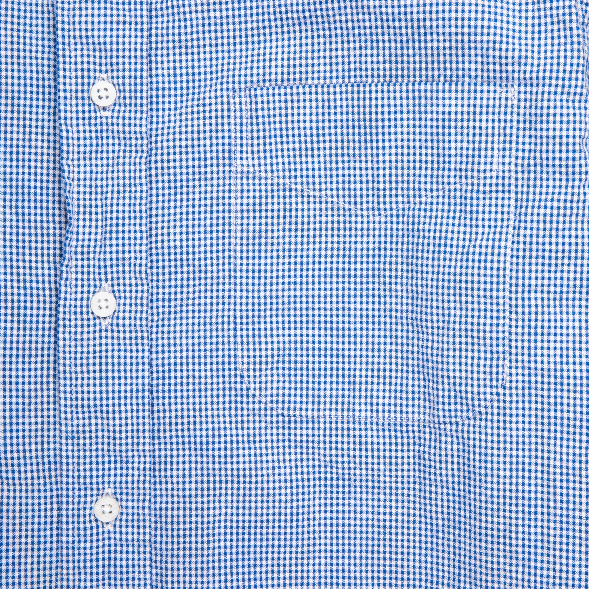 Gitman Vintage x Frans Boone Japanese woven vichy seersucker medium blue