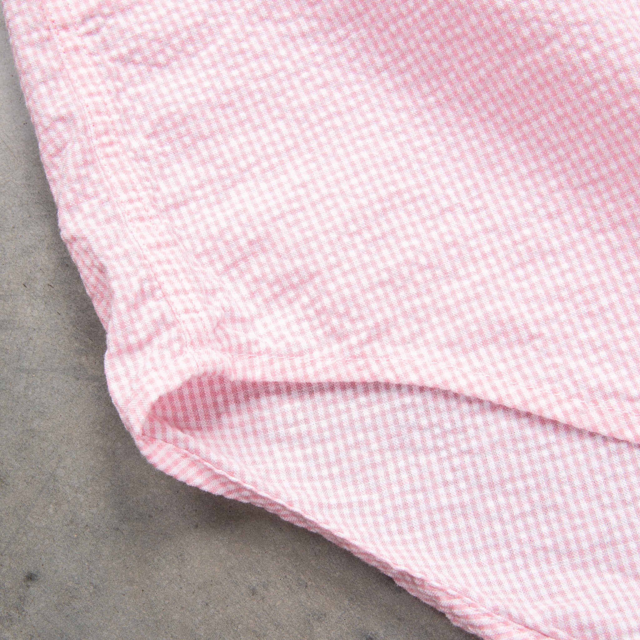 Gitman Vintage x Frans Boone Japanese woven vichy seersucker medium pink