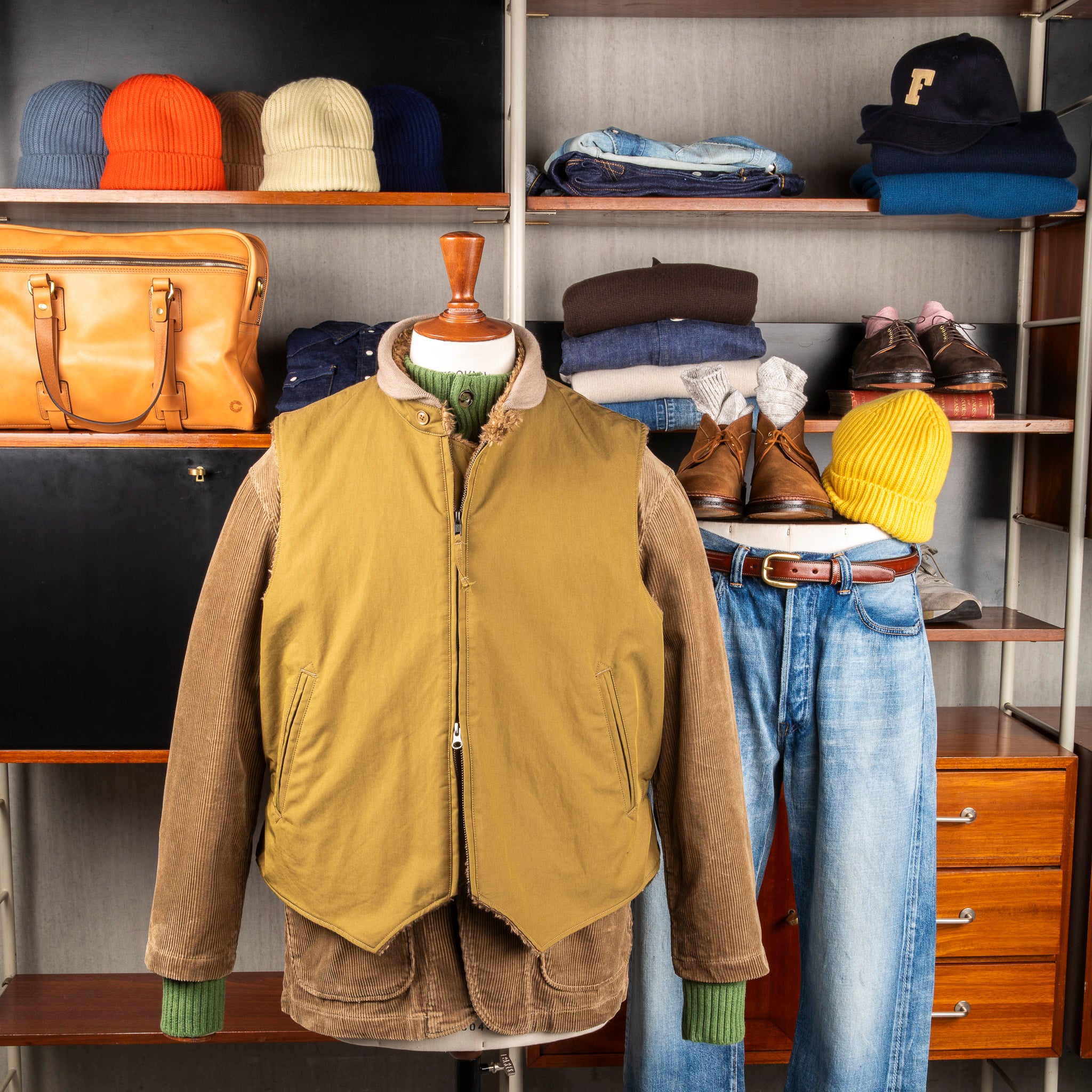 Engineered Garments LL Vest Khaki Nyco Twill – Frans Boone Store