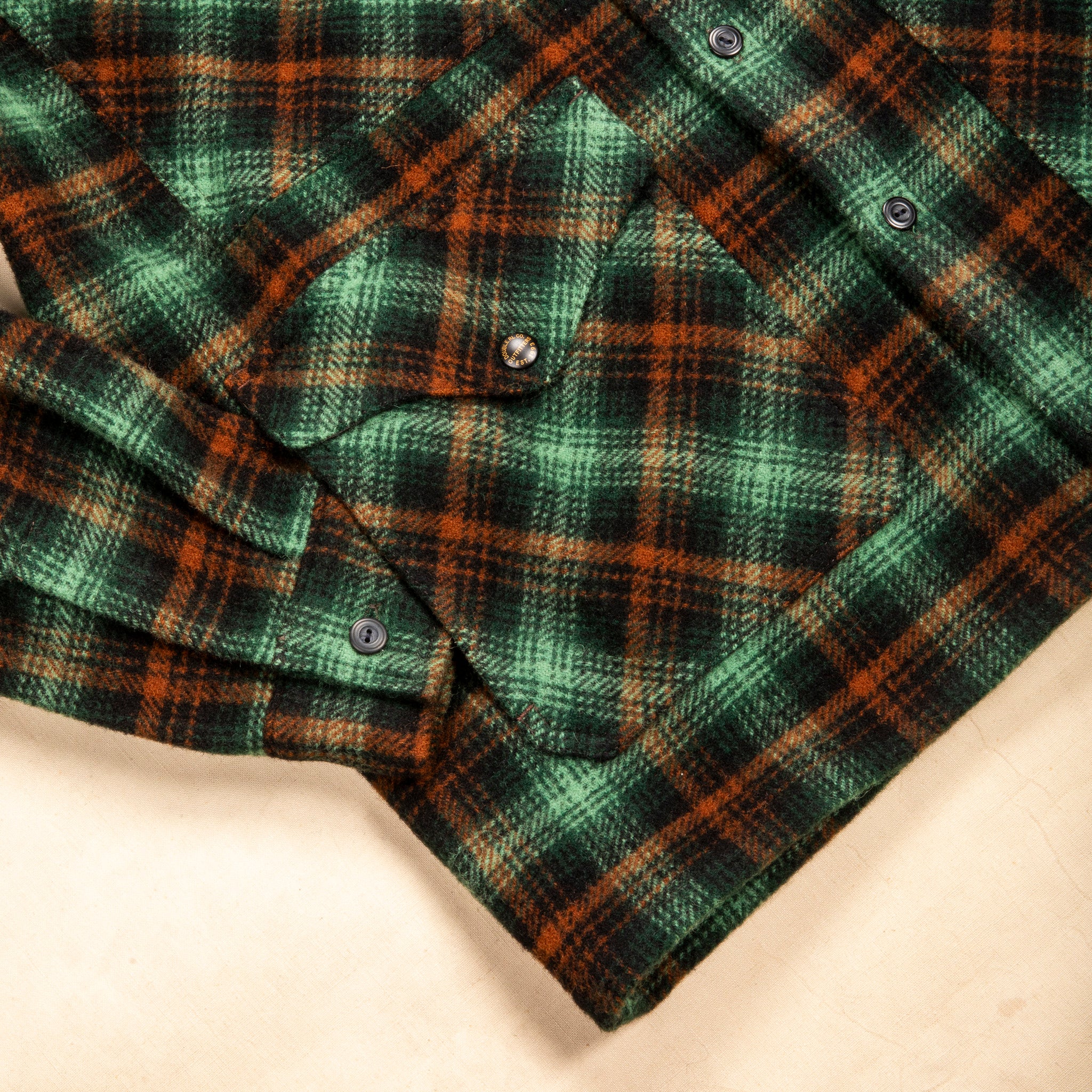RRL Mason Wool Twill Overshirt Green Plaid