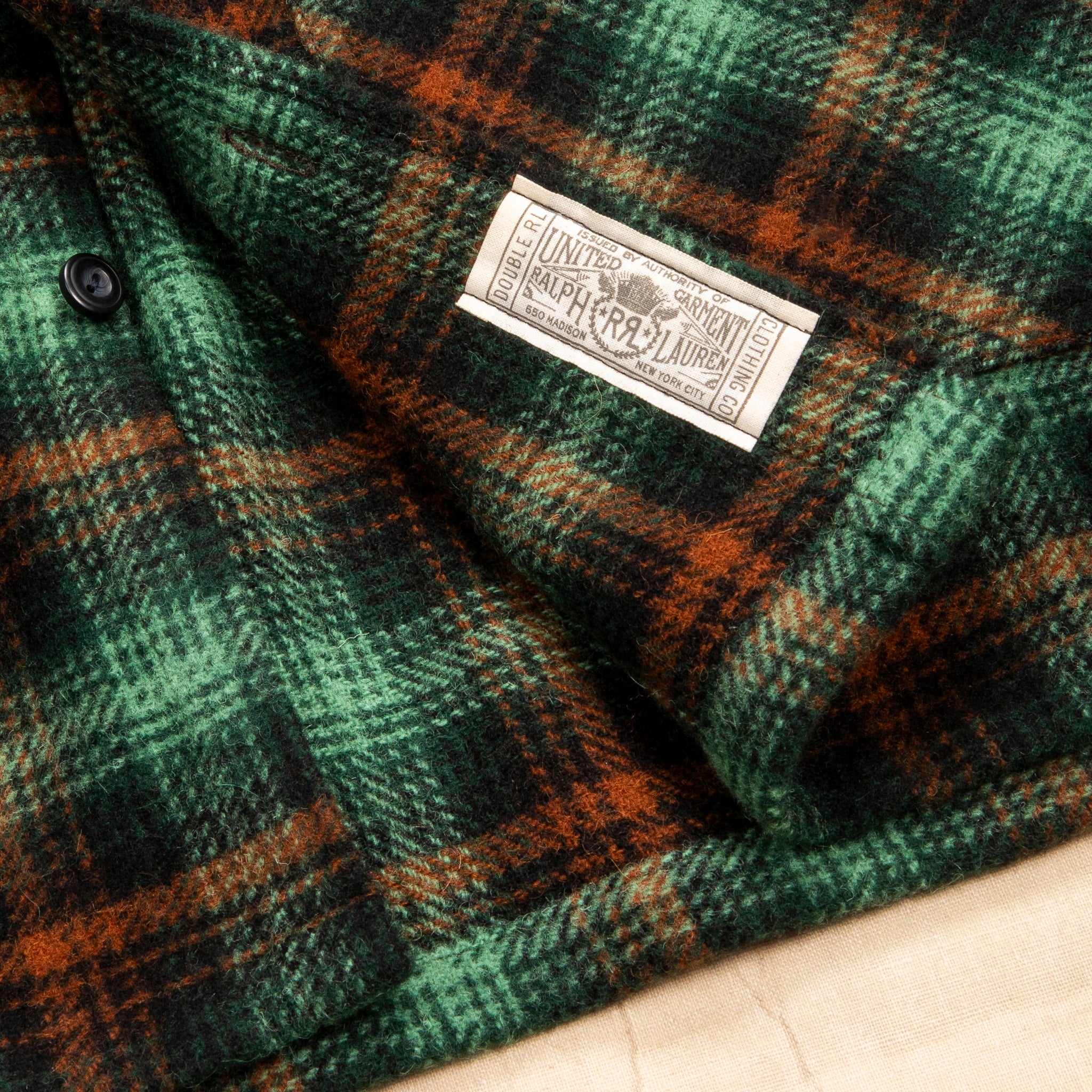 RRL Mason Wool Twill Overshirt Green Plaid