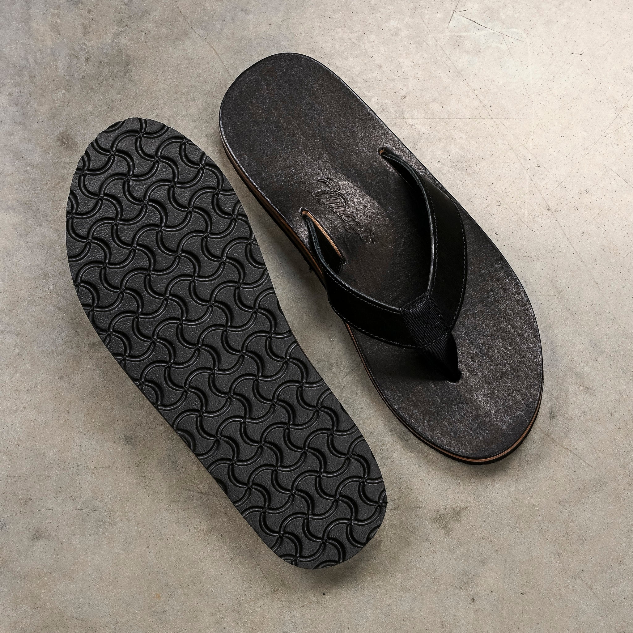 The Real McCoy's Leather Arched Sandal Raw Black