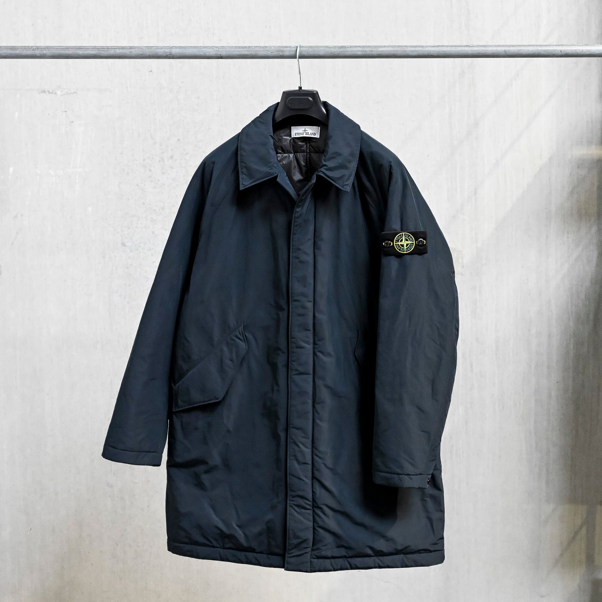 Stone Island Micro Reps Down Car Coat Navy Blue