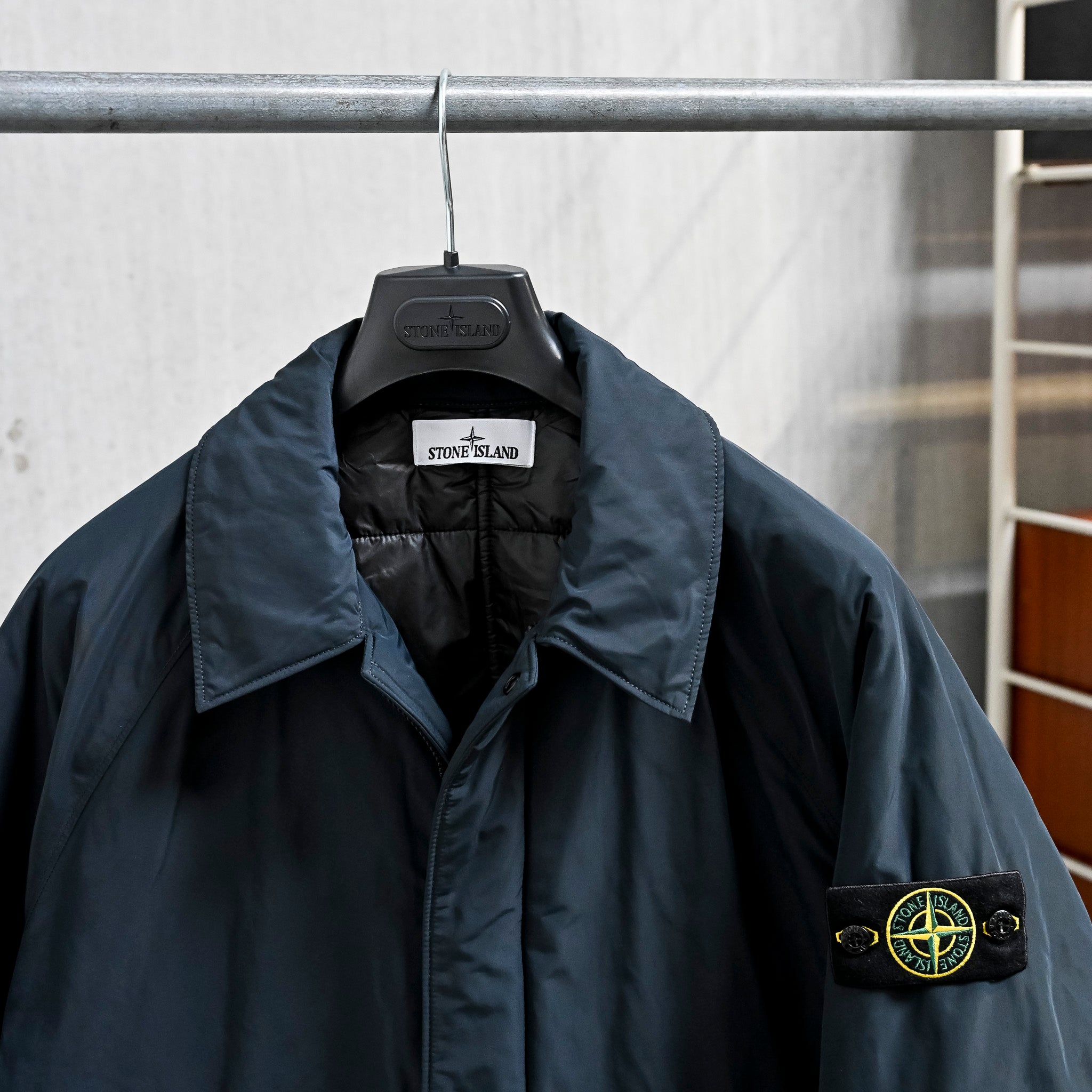 Stone Island Micro Reps Down Car Coat Navy Blue