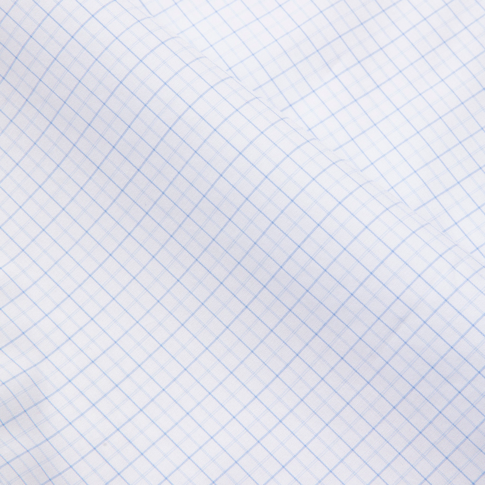 Finamore Napoli Collo Luigi 170&#39;s Poplin Shirt Quadretti Cielo