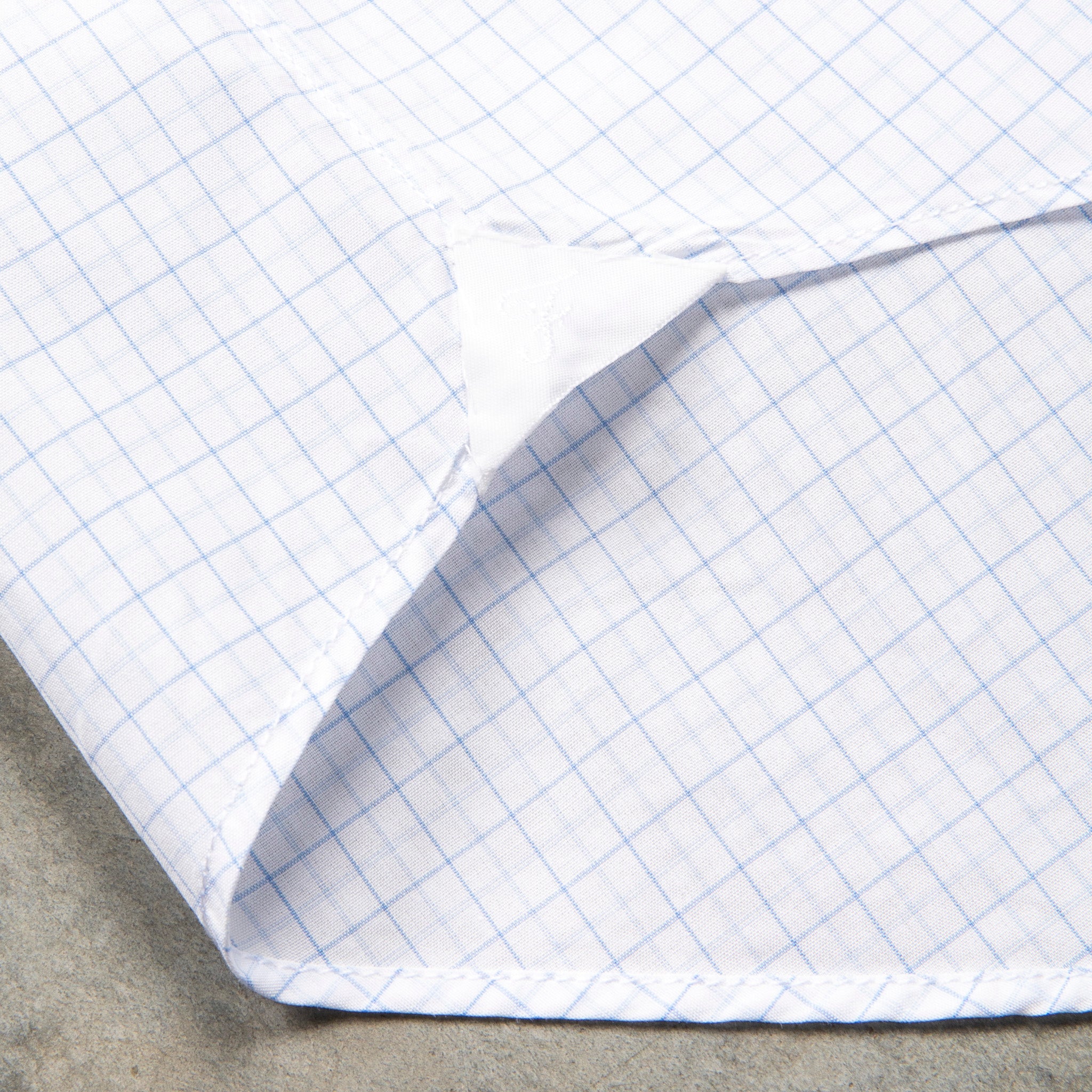 Finamore Napoli Collo Luigi 170&#39;s Poplin Shirt Quadretti Cielo