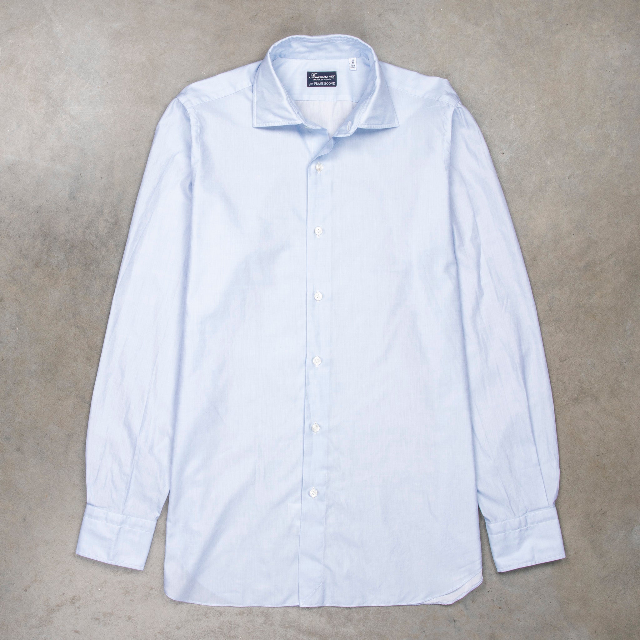 Finamore Milano Collo Luigi Carlo Riva 180&#39;s Twill Shirt Azzurro